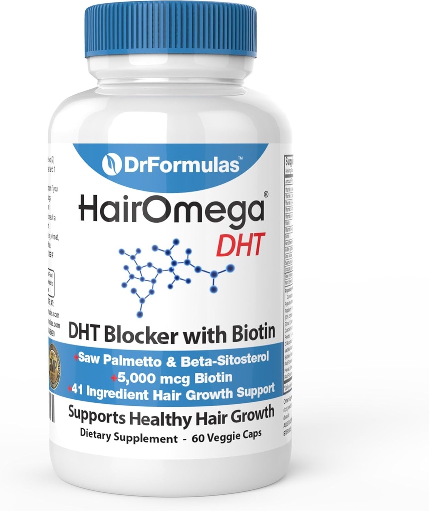 DrFormulas HairOmega DHTブロッカーBiotin 毛の成長の補足のための5000のmcgのビタミン 女性および人のための毛損失の丸薬、30日の供給