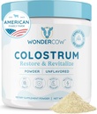 WONDERCOW Colostrum Supplement Powder for Gut Health, Immune Support, Muscle Recovery & Wellness | Natural IgG Pure Whole Bovine Colostrum Superfood, Unflavored, 60 Servings