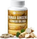 Ginseng&Ginkgo Biloba 150ベジーカプセル、エネルギーGinsengルートエキスパウダー、Ginkgo Bilobaエキス、100%ナチュラル&非GMO、ビーガン、グルテンフリー、乳製品無料