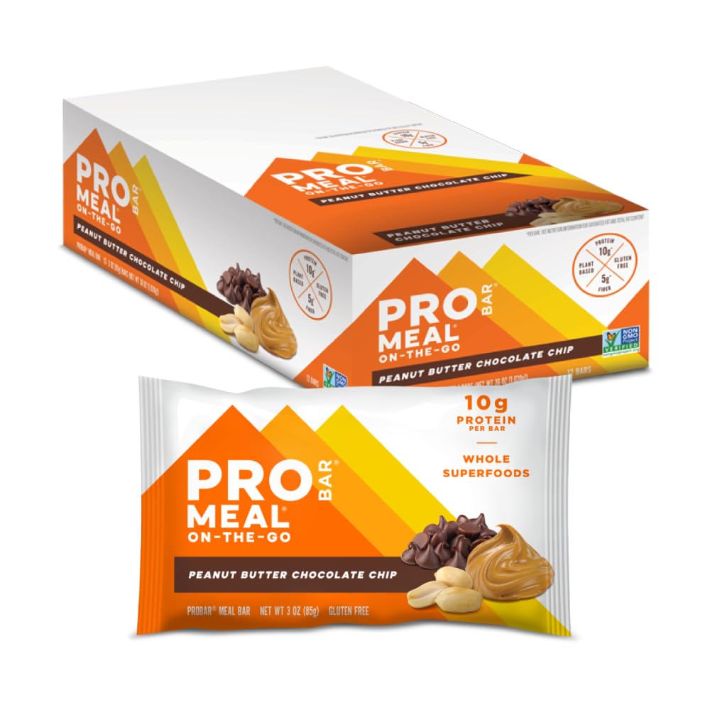 PROBAR - 食事バー、ピーナッツバターチョコレートチップ、非GMO、グルテンフリー、健康、植物ベースの食品原料、自然エネルギー(12カウント)
