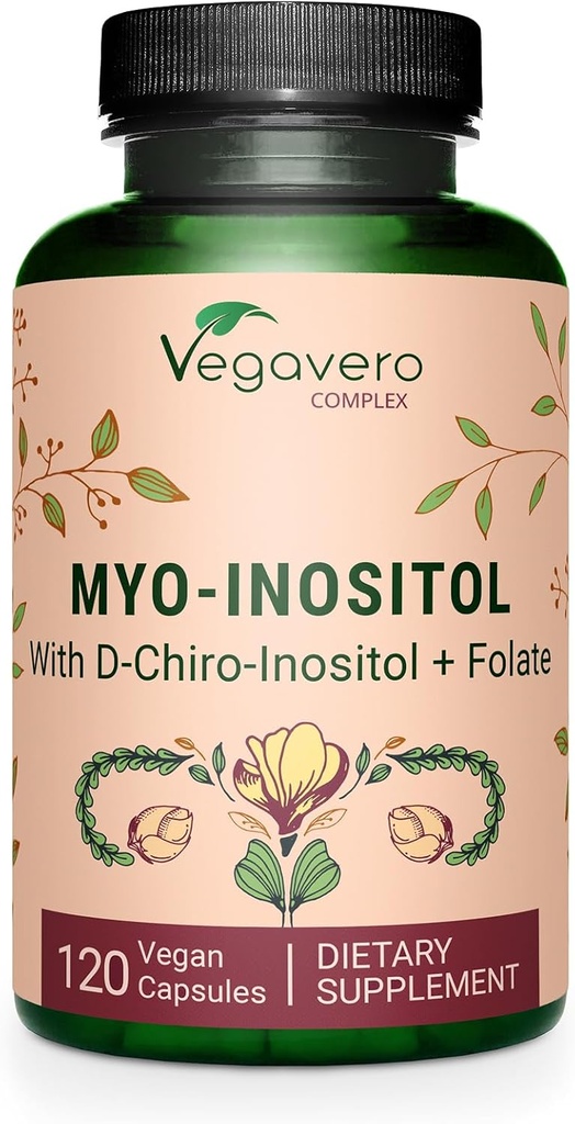 Vegavero Myo-Inositol & D-Chiro Inositol | ホルモンバランス&Ovarian サポート | フォーレート、レスベラトロール、CoQ10 | 40:1 比率 | ラボテスト済み | 120 キャップ | ビーガン