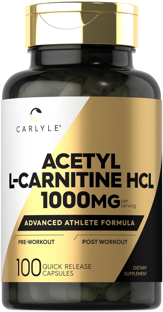 カルライル・アセチル L-カルニチン HCL | 1000mg | 100カプセル | アドバンスト・アスリートフォーミュラ | プレワークアウト・サプリメント | 非GMO&グルテンフリー
