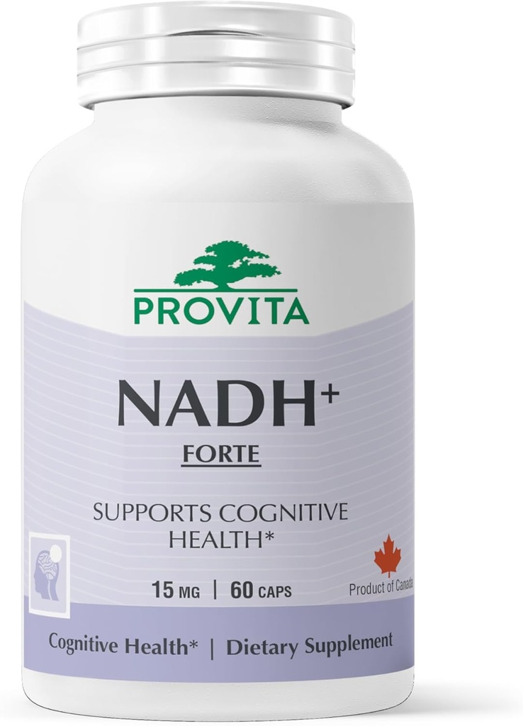 PROVITA NADH+ Forte | NADHの認知サポートサプリメント, Coenzyme Q10 & Chlorophyll | エネルギーサポート, フォーカス, メンタルクラリティ & 脳の健康 | ビーガンカプセル | 高吸収セルラーフォーミュラ