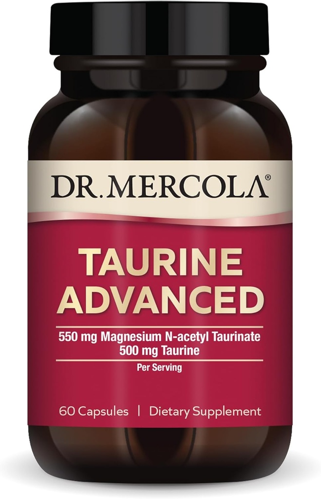 Dr. Mercola Taurine Advanced, 500 mg Taurine Per サービング, サプリメント, サポート 筋肉機能, 非GMO - 30 サービング (60 カプセル)