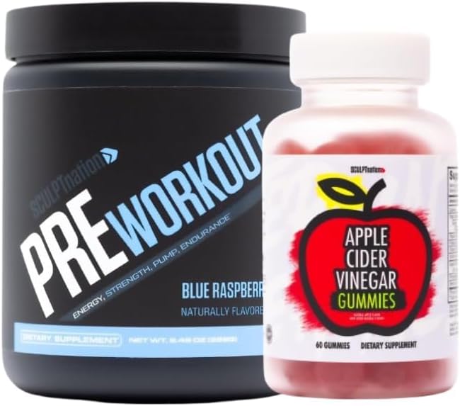 VシュレッドプレワークアウトブルーラズベリーとApple Cider Vinegar Gummies Bundleによる彫刻Nation