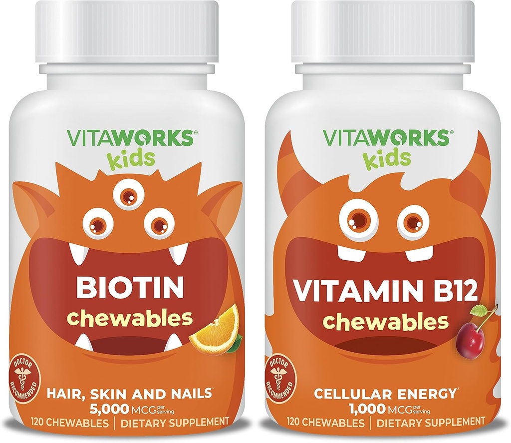 子供のBiotin 5000mcgのChewables +ビタミンB12のChewablesの束
