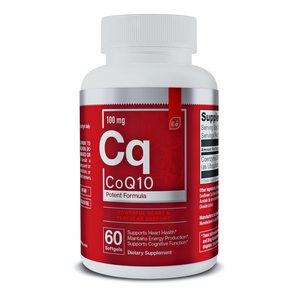 中心、頭脳および管のサポートのための必須要素CoQ10 100mgのSoftgels - 最適吸収のための広範囲のCoenzyme Q10の補足- 60の計算、2か月の供給