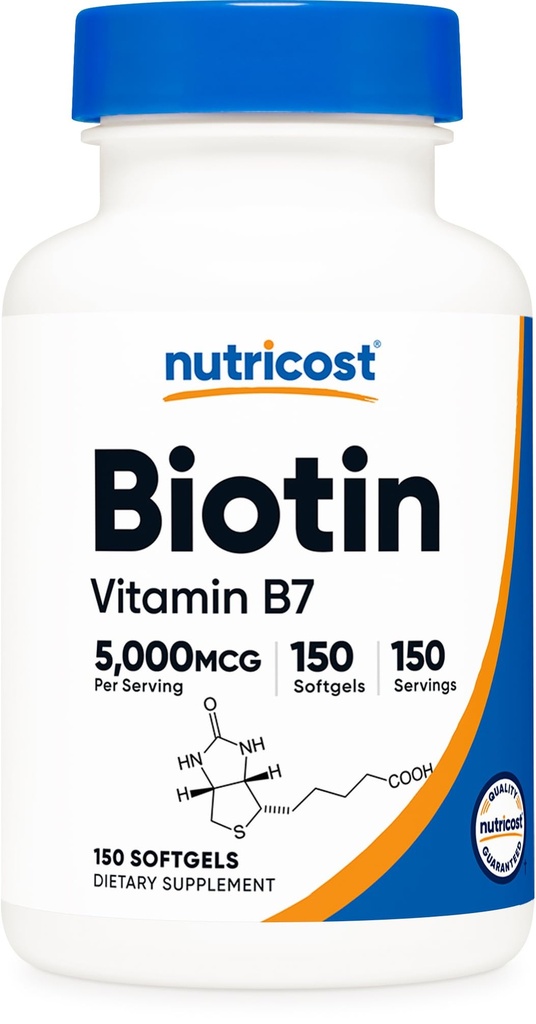 Nutricost Biotin (5,000mcg) 150 Softgels - ビタミンB7 - グルテンフリー、非GMO