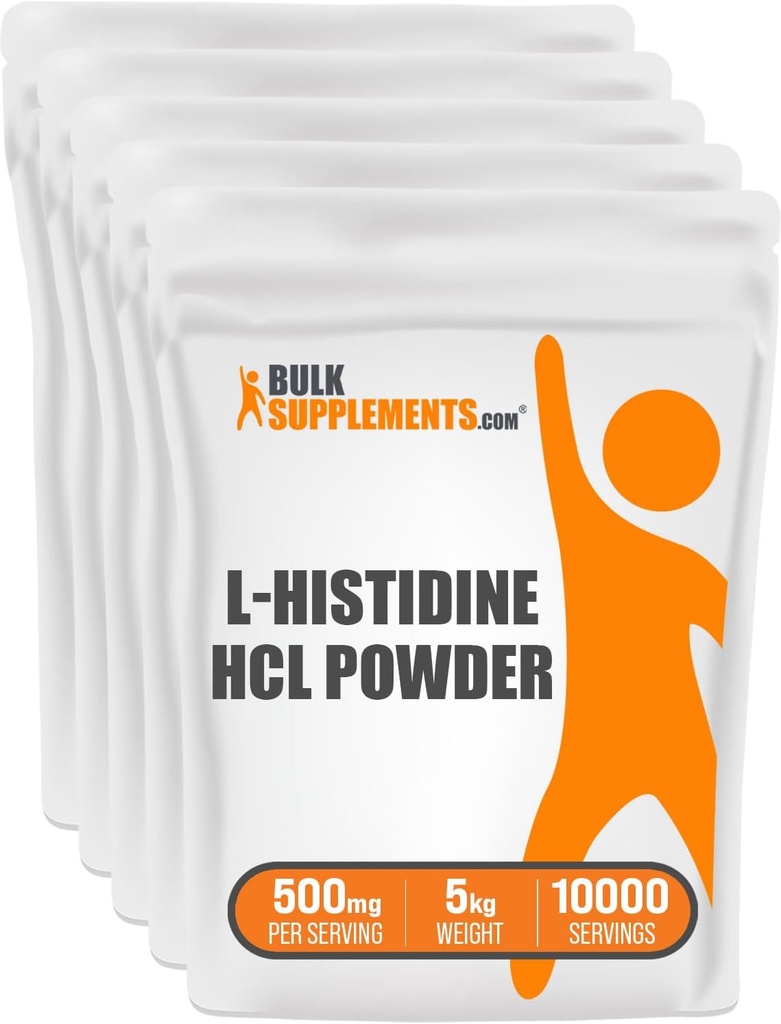 BulkSupplements.com L-ヒスチジンHClパウダー - L-ヒスチジンサプリメント、ヒスチジン500mg - エッセンシャルアミノ酸、グルテンフリー、給餌ごとの500mg、5kg(11ポンド)(パッケージ 5)