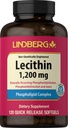 リンバーグ・レシチン 1200mg サプリメント | 男性用・女性用 | 120 Softgel カプセル | リンバーグ・レシチン | ノンGMO、グルテンフリー