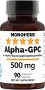 MONOHERBアルファGPC 500mg - 90ビーガンカプセル、脳サポート、焦点、記憶、動機およびエネルギーのための向知性
