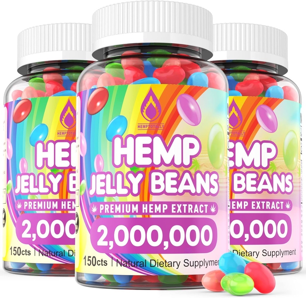 HempTotally (3 パック) Hemp Jelly Beans 2,000,000 プレミアム r ストレス & AHemp サプリメント 炎症を軽減します。, 睡眠を改善します。, 気分をブースト - 450 Cts