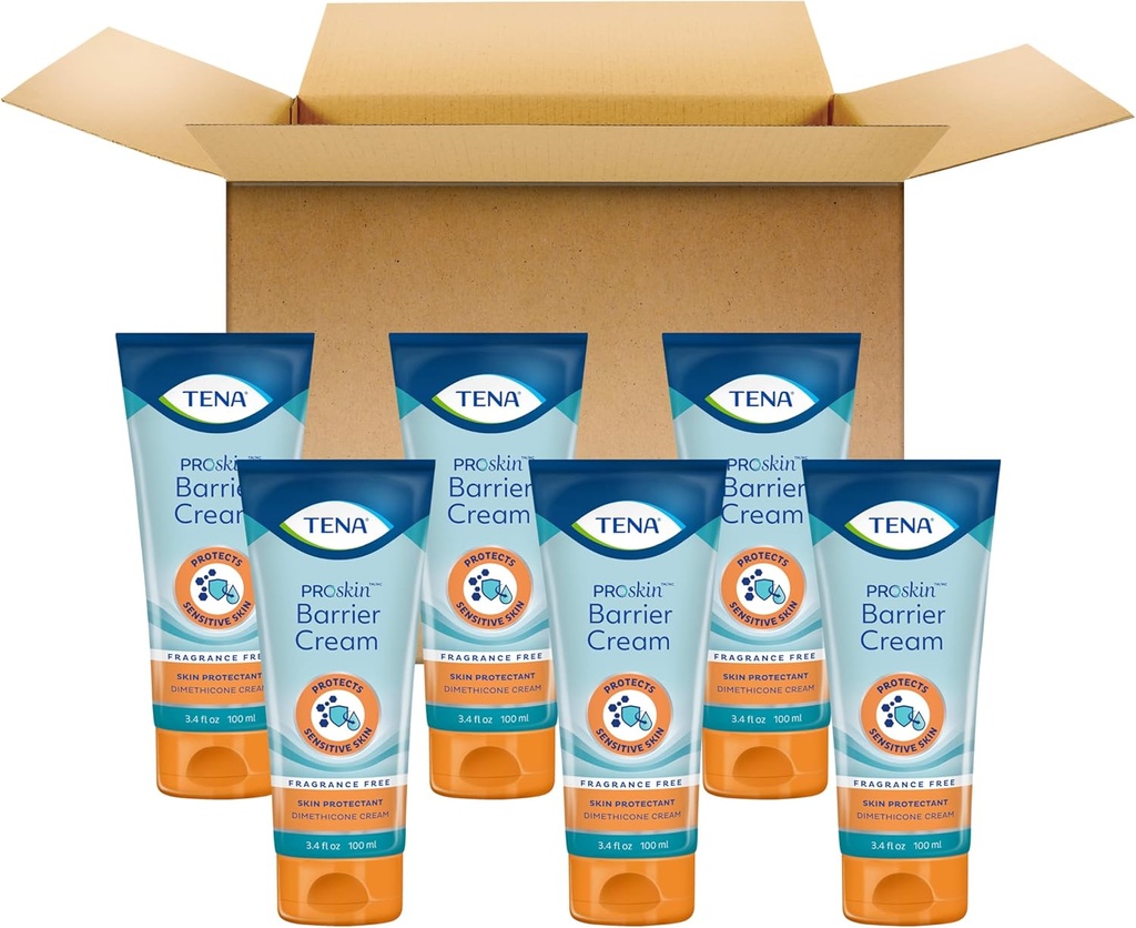TENA ProSkin バリア クリーム のための 壊れやすい 肌, 香り 無料, 3.4 Fl. Oz, 6 のパック