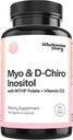 MTHF、Follate、ビタミンDによるミオイノシトール&D-Chiroイノシトールカプセル | オバリアン機能のサポート、ホルモンバランス、ホモシースタインレベル | 女性用不妊サプリメント | 360 カウント 40:1 比率