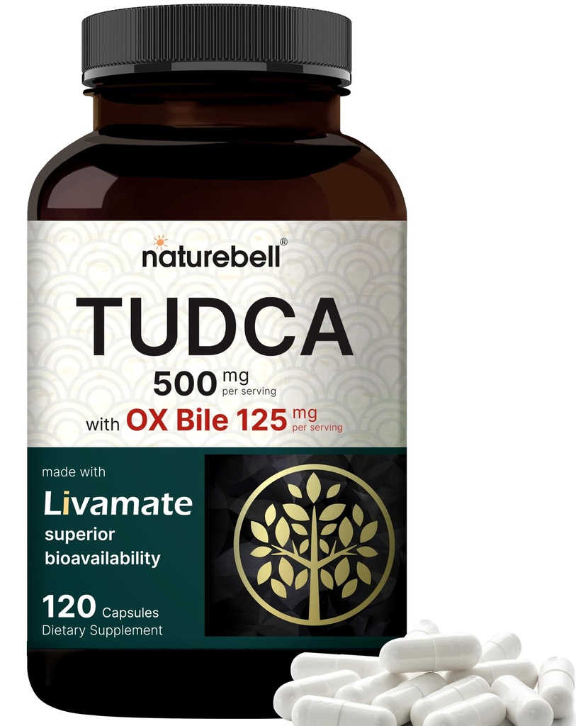 TUDCA 500mg OX Bile 125mg サービングあたり 120 カプセル – Bile ソルト サポート, 高吸収性リバメイトフォーミュラ | 肝洗浄デトックス & 修理用サプリメント | 天然ビターテイスト – サードパーティテスト