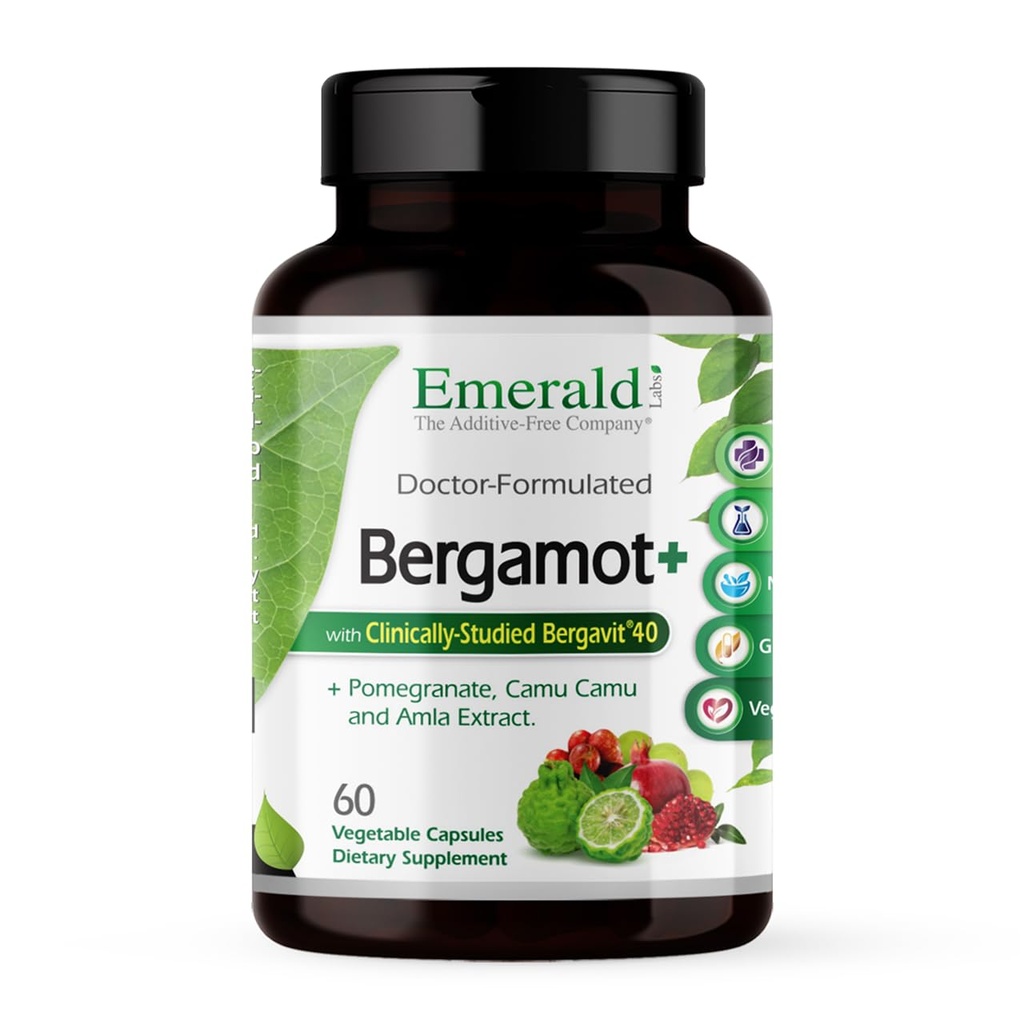 EMERALD LABS Bergamot + - ベルガモット、ザクロ、アムラ&カムカミュ - グルテンフリー&ビーガン - 60野菜カプセル(30のサービング)でメタボリズムと心臓の健康をサポート