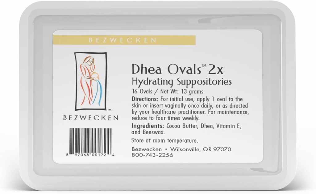 Bezwecken - DHEA Ovals 2X - 16 Oval Suppositories - エストロゲンとプロゲステロンの自由 - 同じ信頼できる式 - 髄膜女性における腟の乾燥を軽減するための専門式