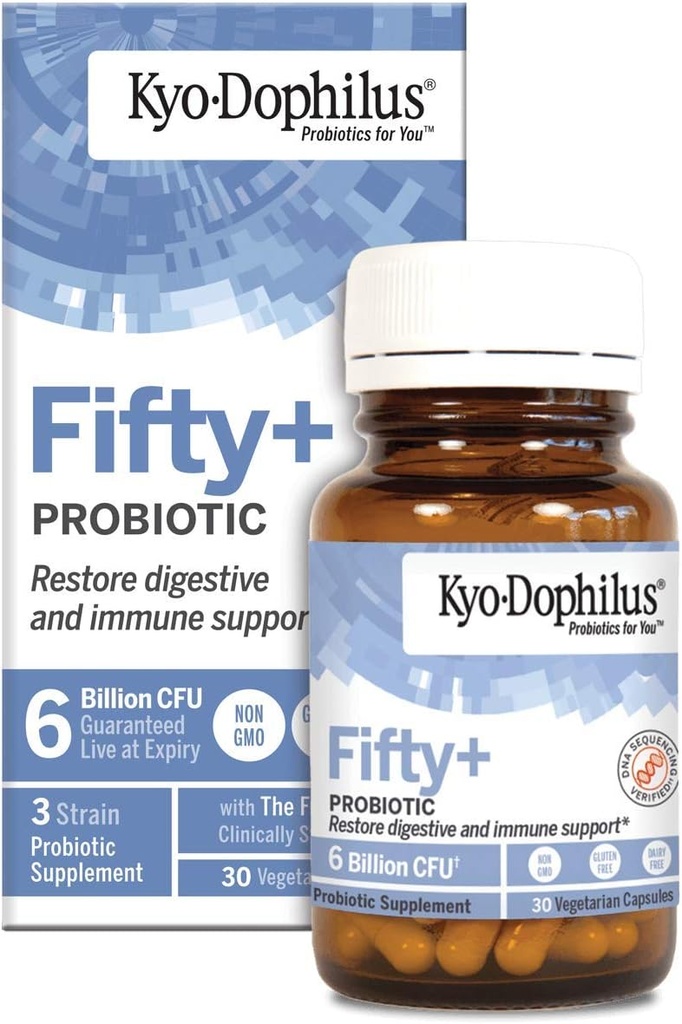 Kyo-DophilusのFiftyプラスのプロバイオティック、30の計算、6の鋼片CFU
