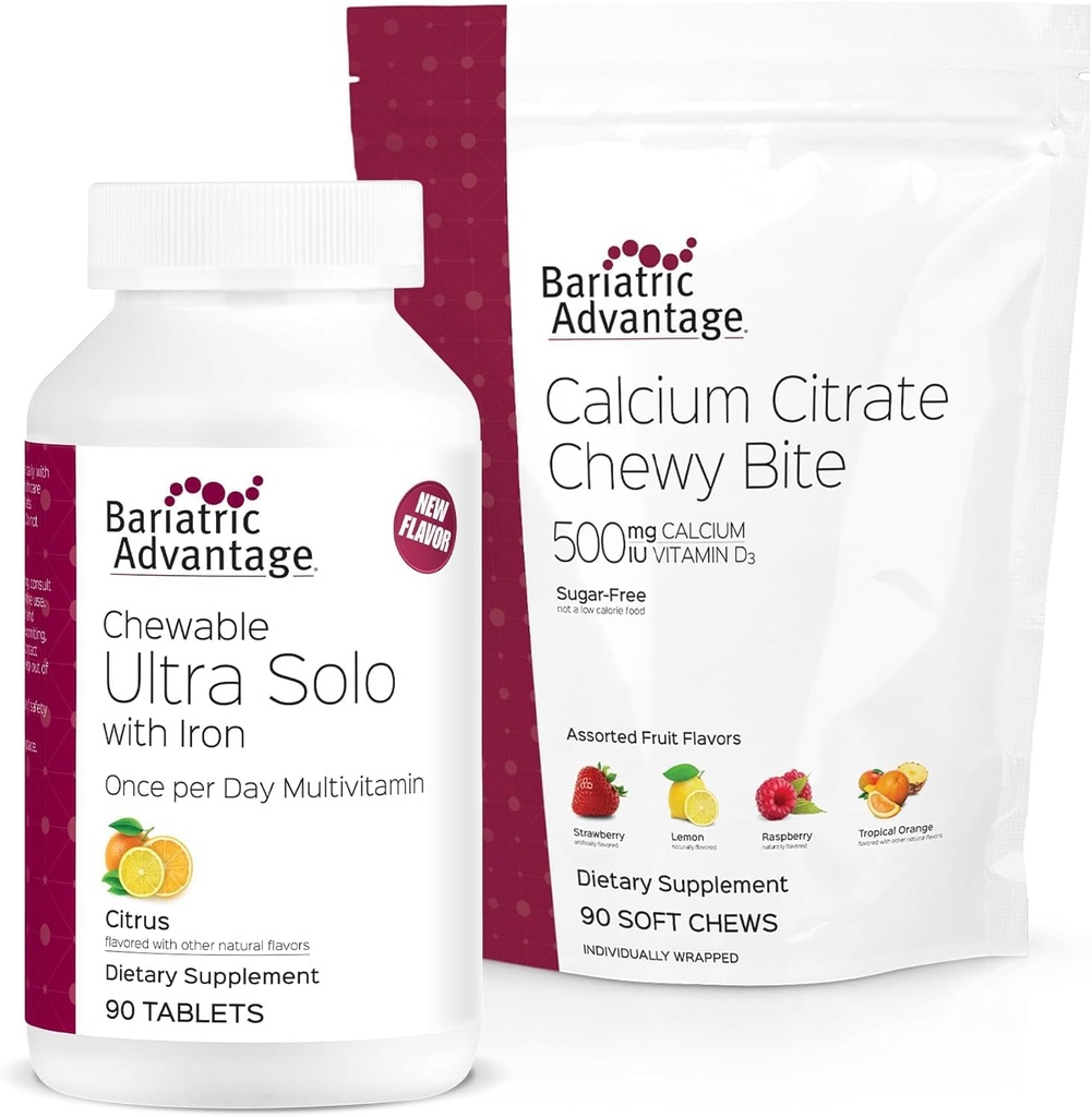 Bariatric 利点 鉄-Citrus、30の計算およびCalciumのクエン酸塩のChewyビット500のmg -分類されたフルーツの味、90の計算