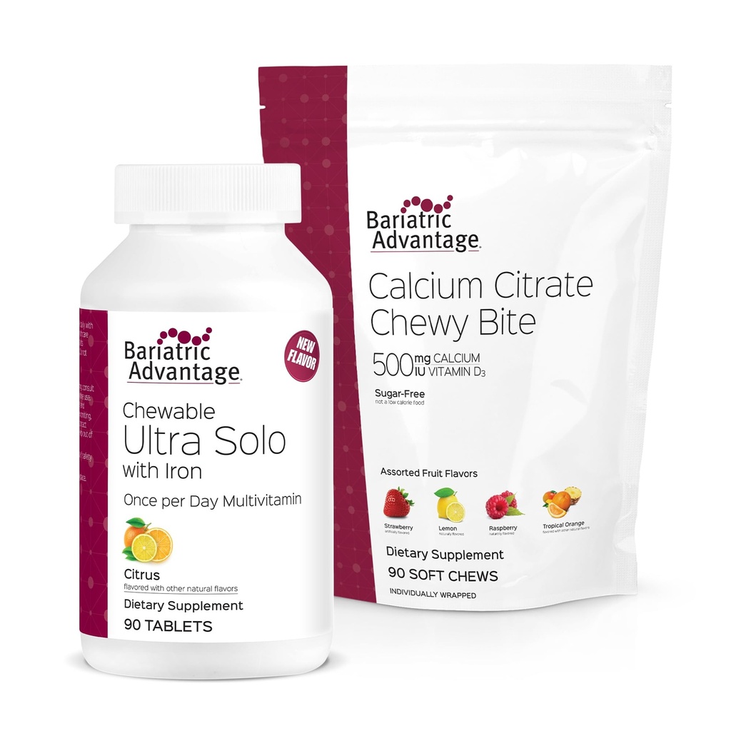 Bariatric 利点 鉄-Citrus、30の計算およびCalciumのクエン酸塩のChewyビット500のmg -分類されたフルーツの味、90の計算