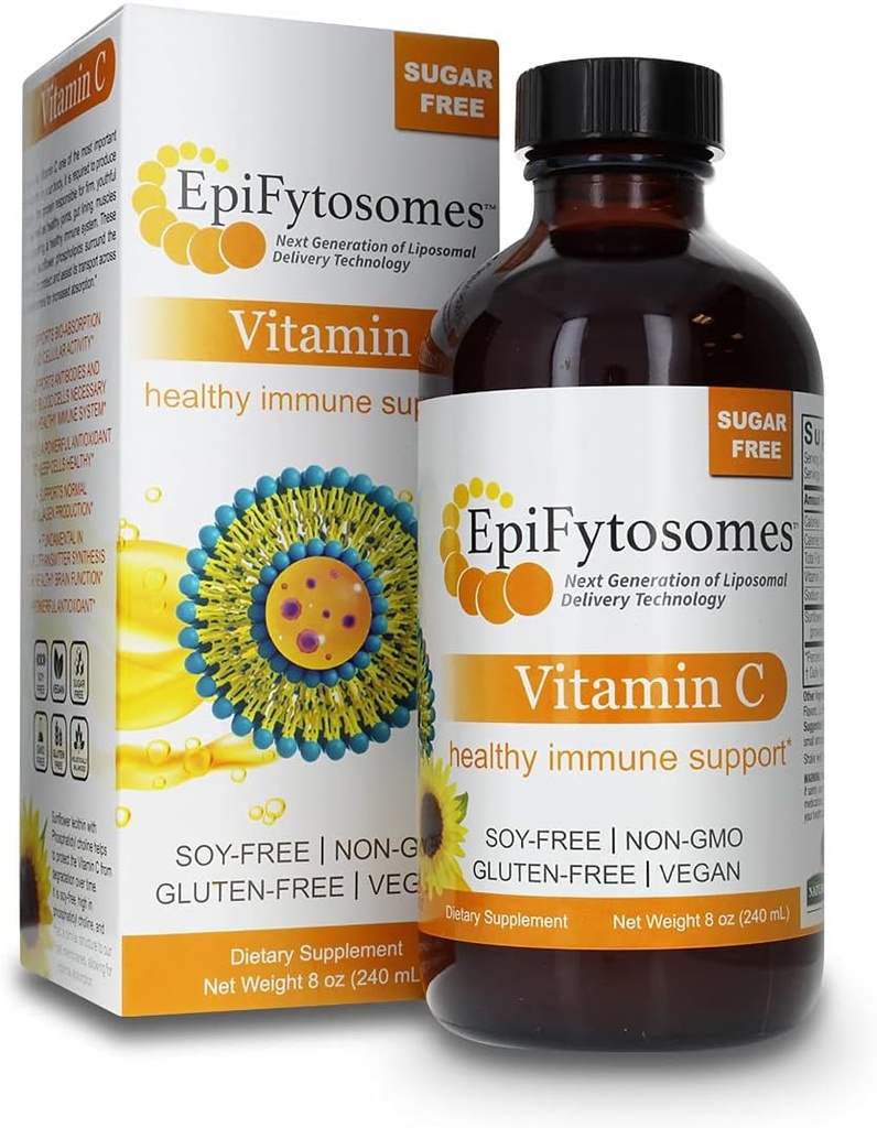 Liposomal Vitamin C Nature’s Answer EpiFytosomes Vitamin C 1,000 mg per Serving - Vegan Dietary Supplement - Soy Gluten Free Non GMO - Ideal for Healthy Immune Support - 6 mL (40 Servings per Bottle)