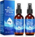 Magnesium Oil Spray, Pure Magnesium Oil for Feet,100% Natural & Organic Magnesium Spray Glass Bottle, Easy to Absorb & Use, Topical Magnesium Oil (4 Fl Oz,Pack of 2)