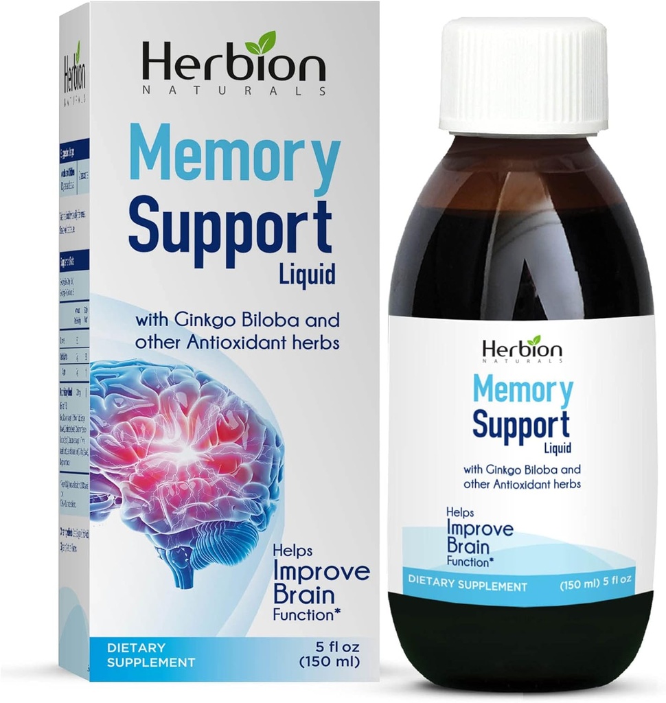 HERBIONの自然な記憶サポート液体-助けは頭脳機能を改善し、包囲されたMindednessは12年以上のGinkgoのBiloba、大人および子供と健康な気分のレベルを、5つのflのoz、150のml保ちます
