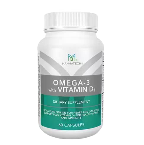 Mannatech Omega-3とビタミンD3と骨、心の健康と認知サポート、純粋な魚油で作られた