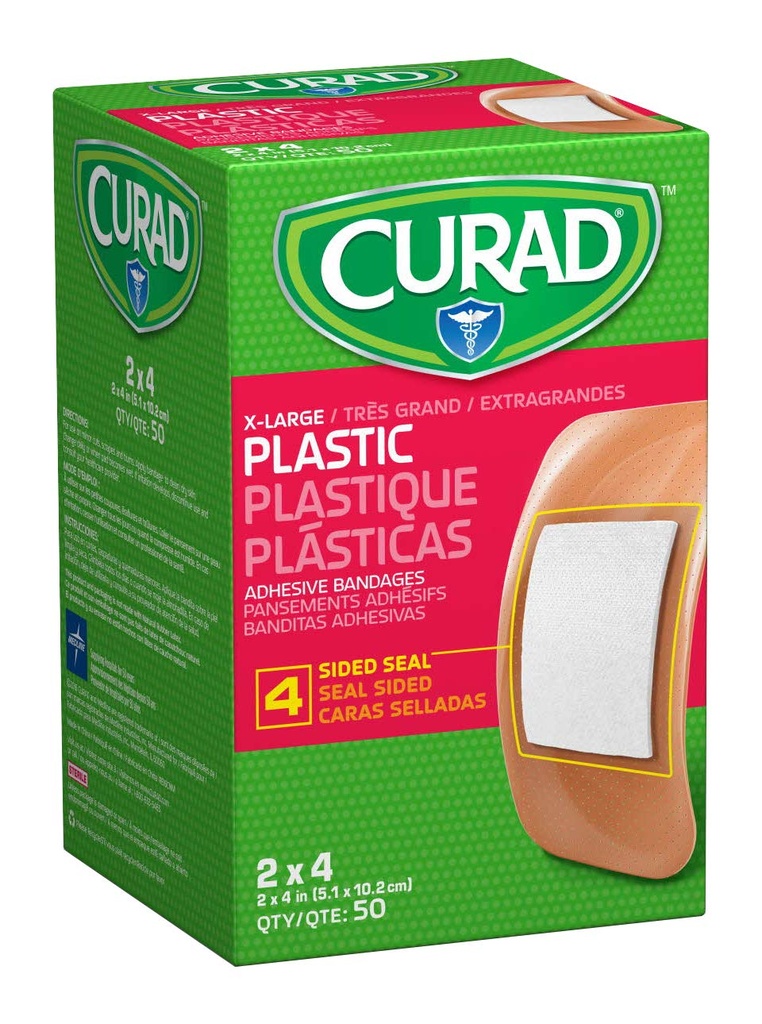 CURADのプラスチック付着力の包帯2" x 4"は、天然ゴム乳液、600のパックから作られていません