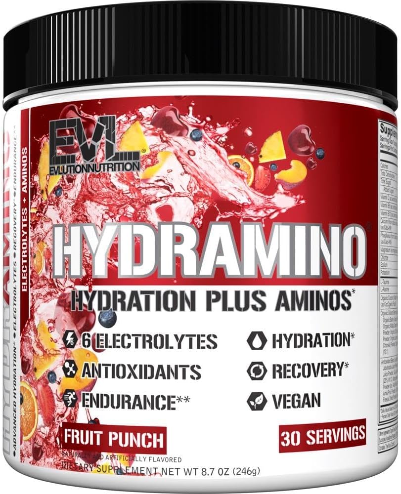 Evlutionの栄養物のHYDRAMINOの完全なHydrationのマルチプライヤー、すべての6のElectrolytes、ビタミンC及びBの液体のボーズのアミノ酸、ココナッツ水、持久力、回復、酸化防止剤、30のサーブ、フルーツ パンチ