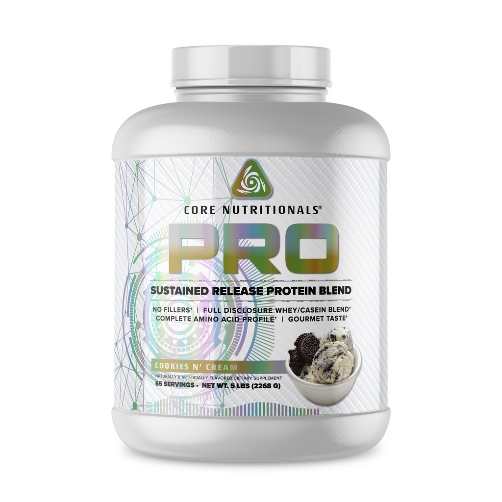 Core Nutritionals Pro Sustained Release Whey Protein Blend | 消化酵素配合 | 25g たんぱく質 2g カラブ | 充填剤 | 5ポンド(Cookies N Cream)