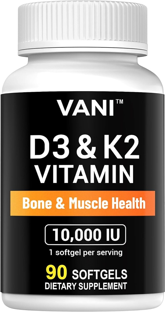 VANIのビタミンD3 (10000iu/250mcg) + K2 (Mk7)、骨及び筋肉及び歯の健康のため、90の軟骨