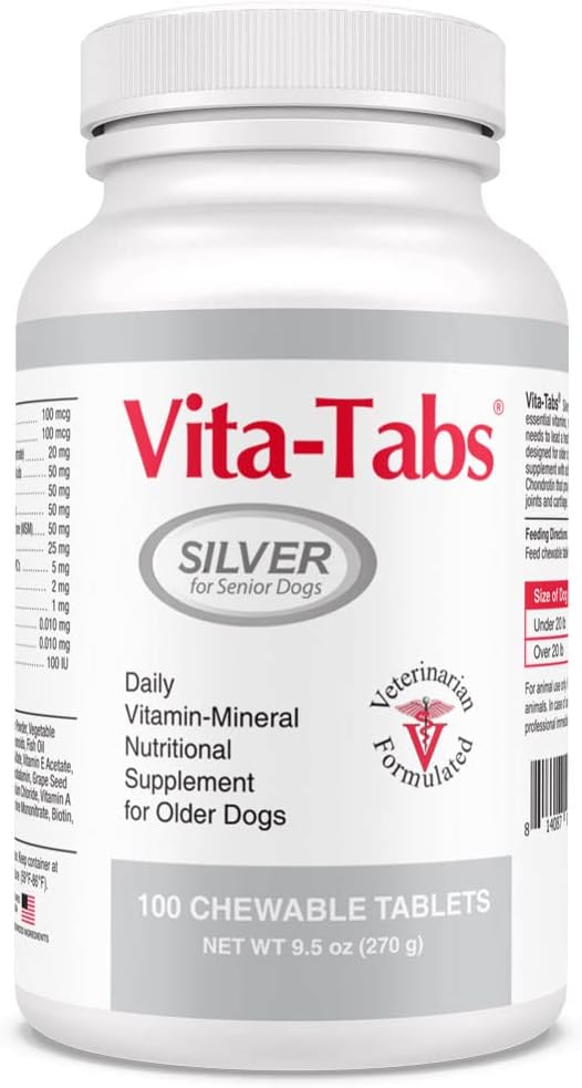 シルバー - ビタミン、ミネラル、栄養素 - シニアドッグのサポート - 健康な骨、関節、エネルギー、免疫システムのためのサプリメント - 100 咀嚼可能なタブレット