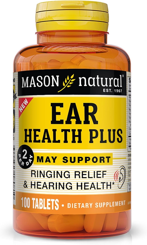 MASON NATURAL 耳の健康プラス B ビタミン、50 日の供給、サポート正常な耳の健康およびリング