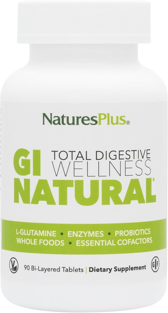 Natures Plus GI Natural Total Digestive Wellness - 90 Bi-Layeredタブレット、パック3 - L-グルタミン、プロバイオティクス、プレバイオティクス&酵素 - グルテンフリー - 90 Totalサービング