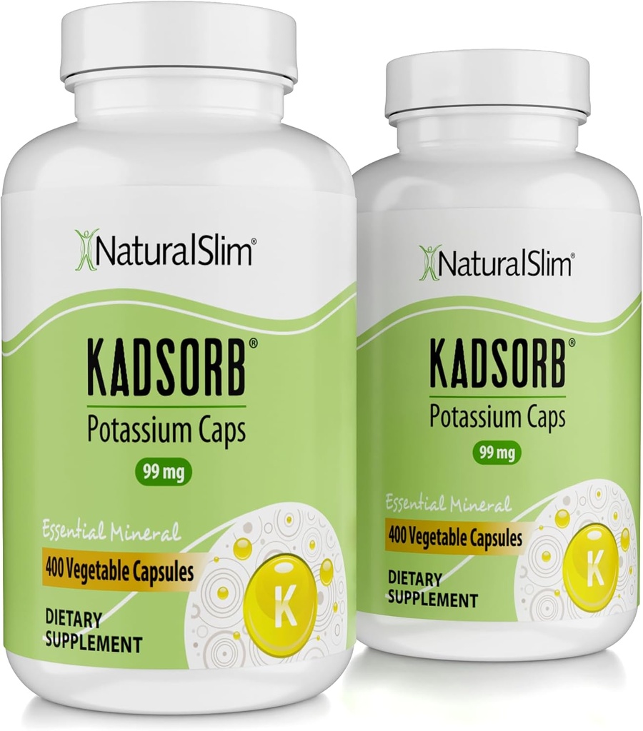NaturalSlimの自然なカリウムのクエン酸塩のグルコネート99のmg - Kadsorbサポート電解質バランス及び正常なpH - エッセンシャルミネラルとの吸収性のカリウムの補足-非GMO 400のカプセル2のパック