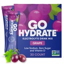 GoHydrateの即刻の水和の粉のパケット-低いナトリウムの電解物飲み物の組合せ-自然な水和サポート、砂糖のビタミンD、30のパック、ブドウが付いている自由な電解物の味付けされた粉の飲み物