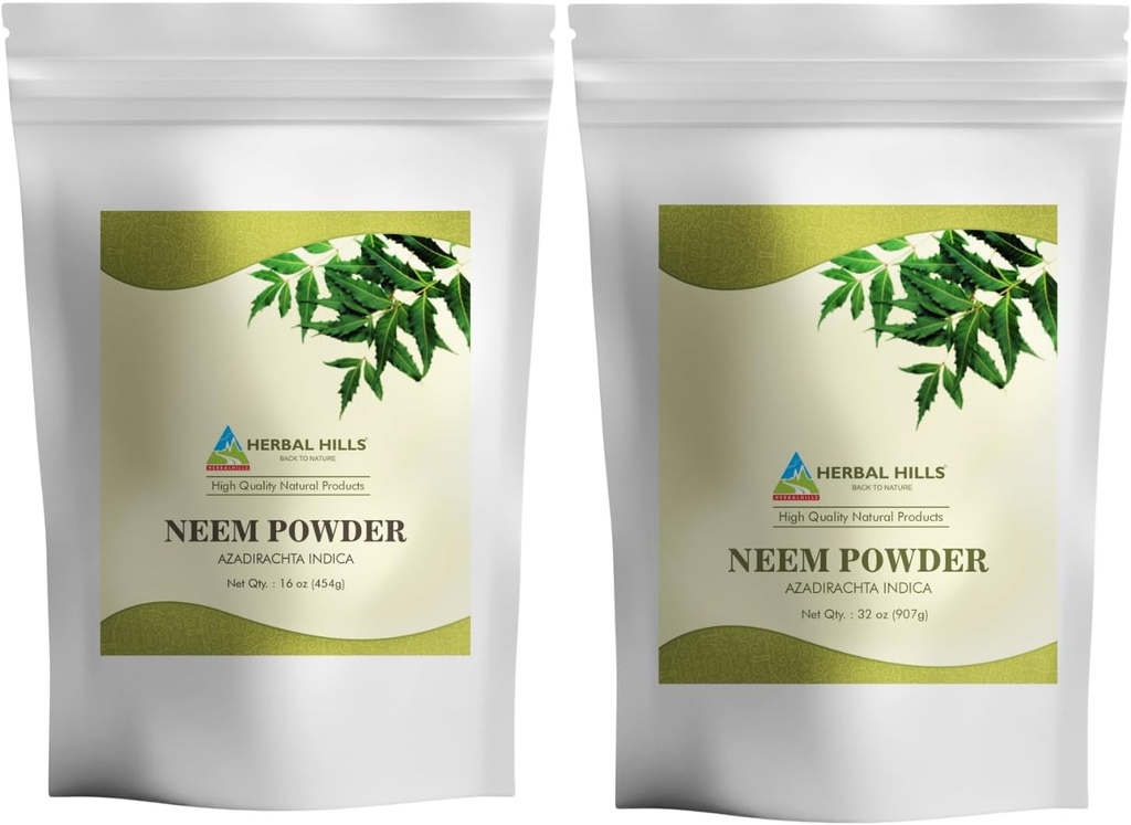 HERBAL HILLSのNeemの葉の粉の新しく残します2のコンボの純粋なNeemの補足のパック