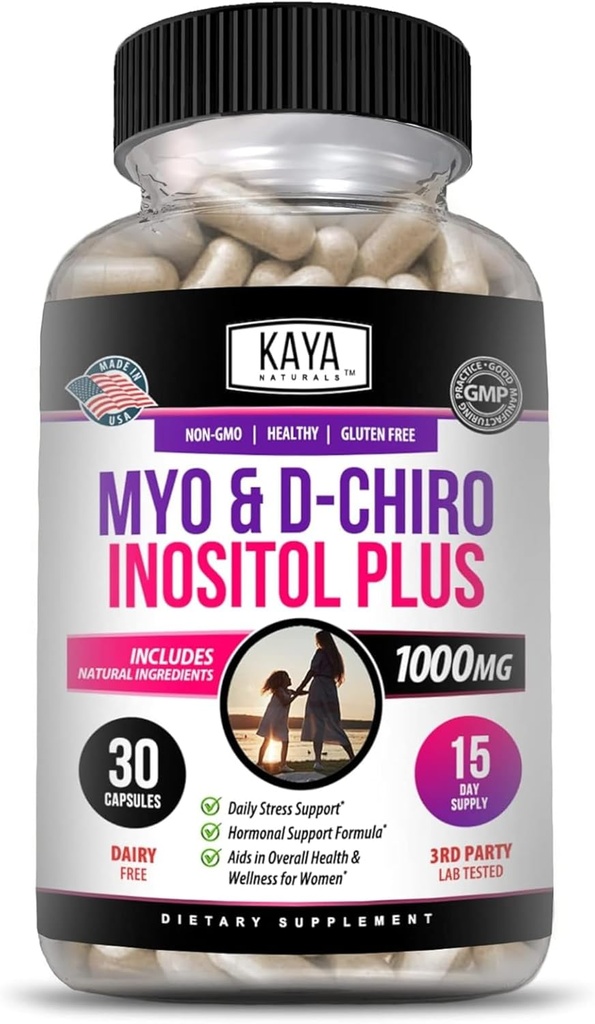 Kaya Naturals Myo&D-Chiro Inositol Plusは、女性、ビタミンB8-30カプセルのサポート