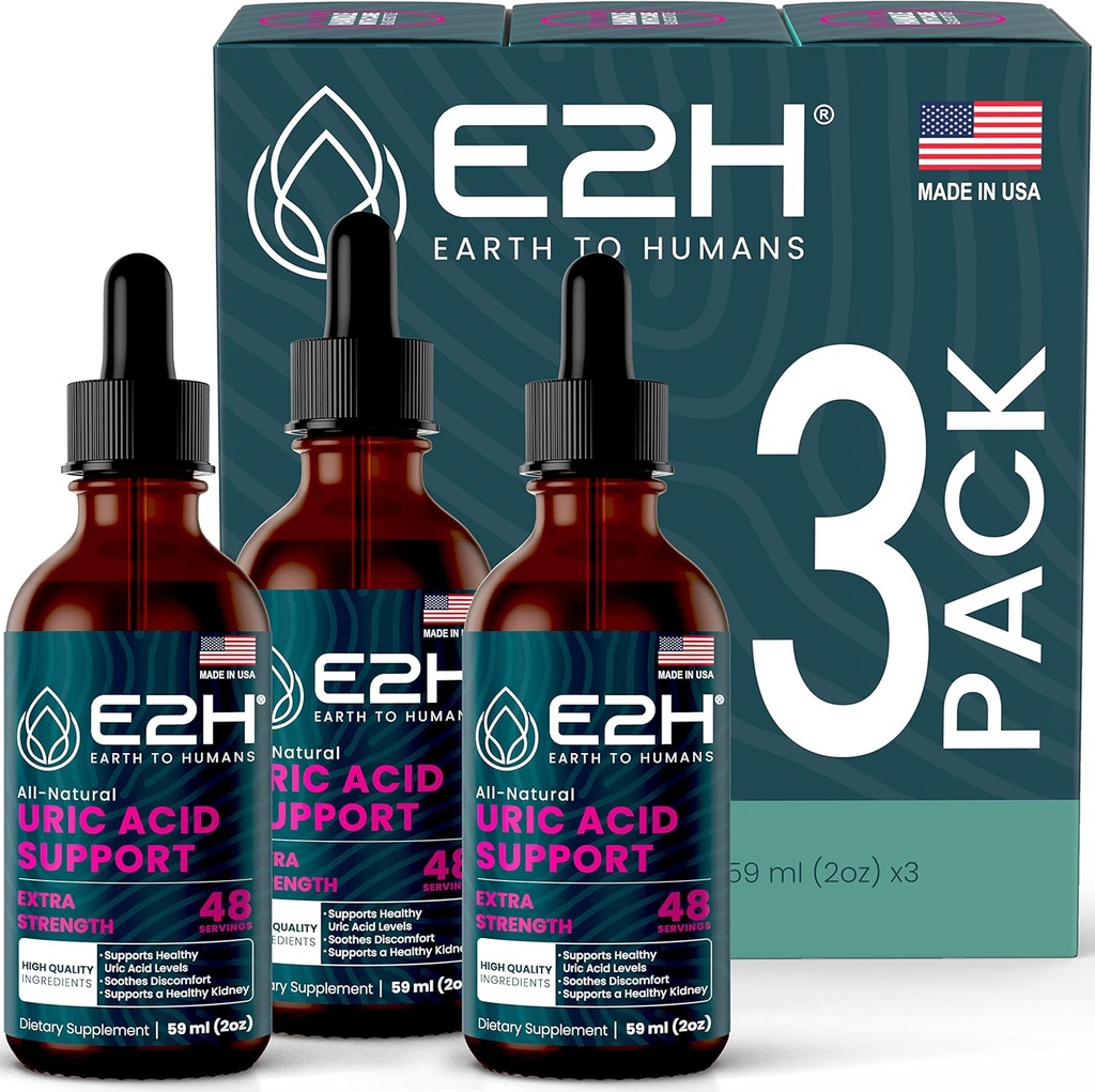 E2H 尿酸サポートサプリメント - タルトチェリーと悪魔の爪 - Uric 酸の健康と腎臓機能非 GMO - ビーガン - (3 ボトル)