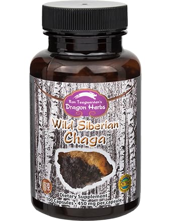 ドラゴンハーブ - ワイルドシベリアチャガカプセル - 100カプセル、450 mg 各