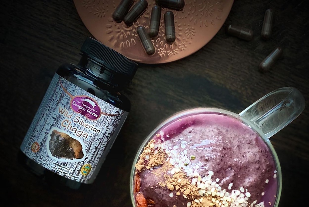 ドラゴンハーブ - ワイルドシベリアチャガカプセル - 100カプセル、450 mg 各