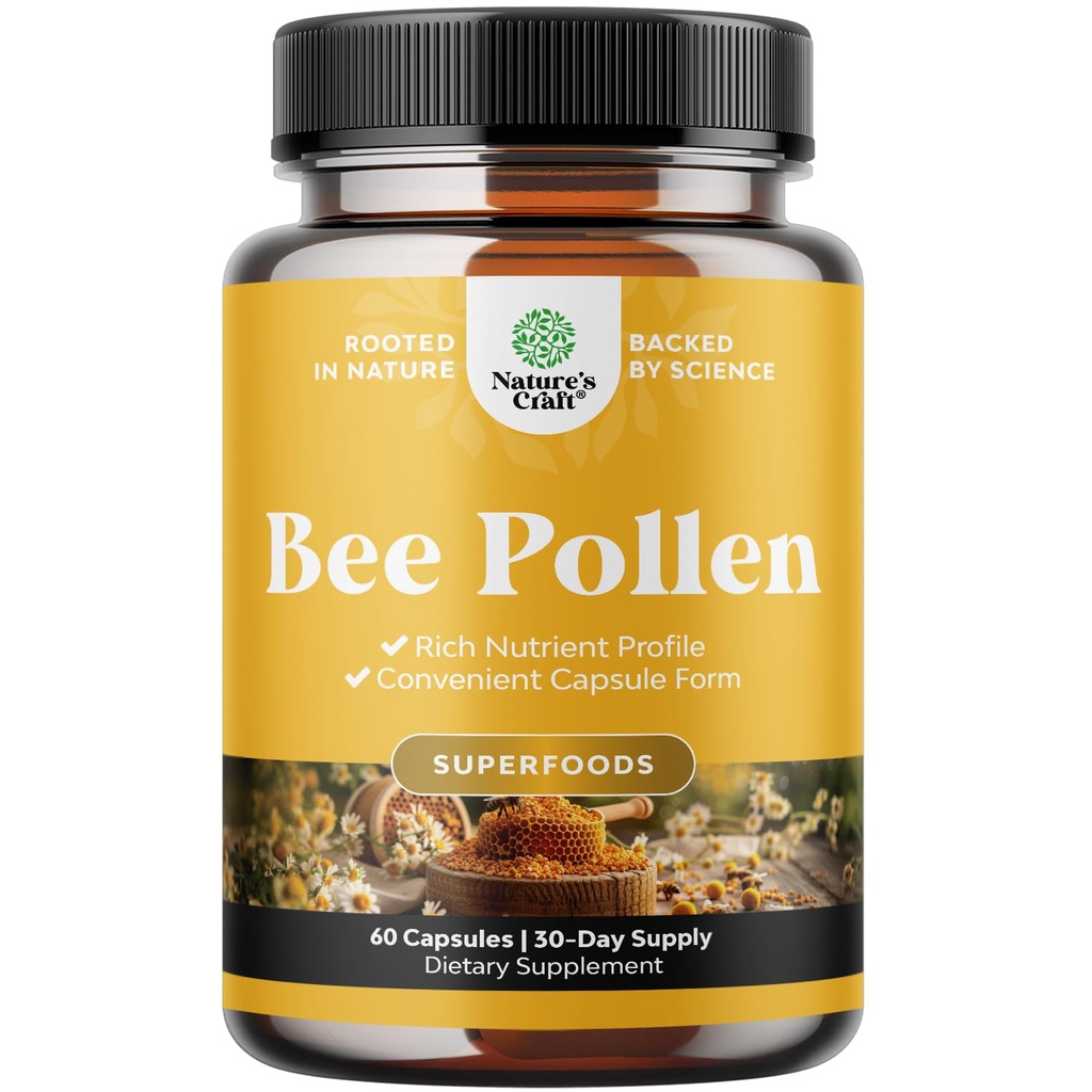 Bee Pollen Pills for Breast Growth 60 Ct - Bee Pollen Supplement 1000mg 自然に摂取するビタミン鉱物と酵素 - Breast サポートサプリメント - ベジタリアン非GMO&グルテンフリー