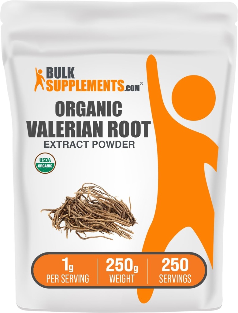 BulkSupplements.comオーガニックValeianエキスパウダー - Valerian Root、Herbal Supplement - Gluten無料、1g /サービング、250g(8.8オンス)(パッケージ1)
