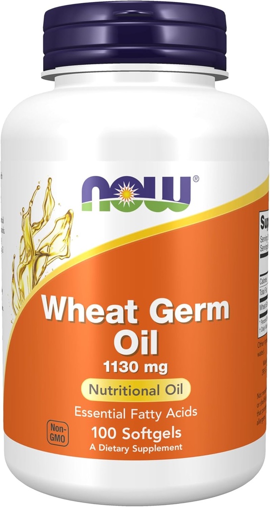 NOW Foods Supplements, Wheat Germ Oil 1,130 mg with Essential Fatty Acids (EFAs), Nutritional Oil, 100 Softgels