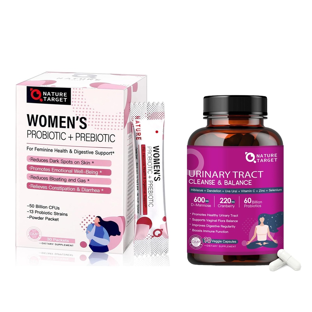 女性の消化の健康のためのNATURE TARGETプロバイオティクス&Dマンノーズ&クランベリーと尿路の健康