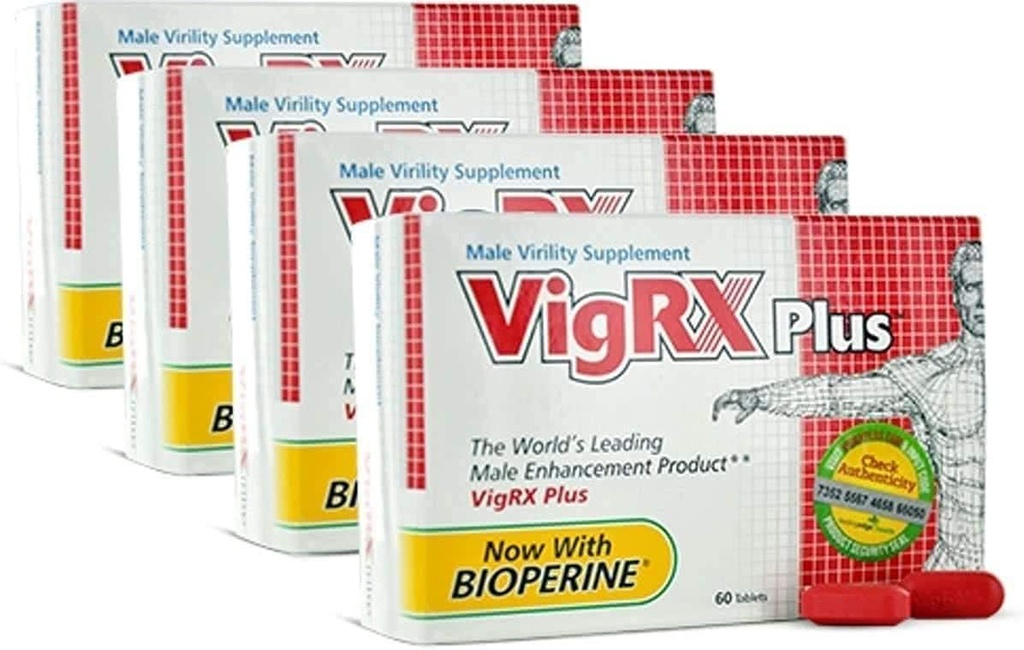 VigRXプラス男性の生理性草食用サプリメントピル - 60錠(4箱)