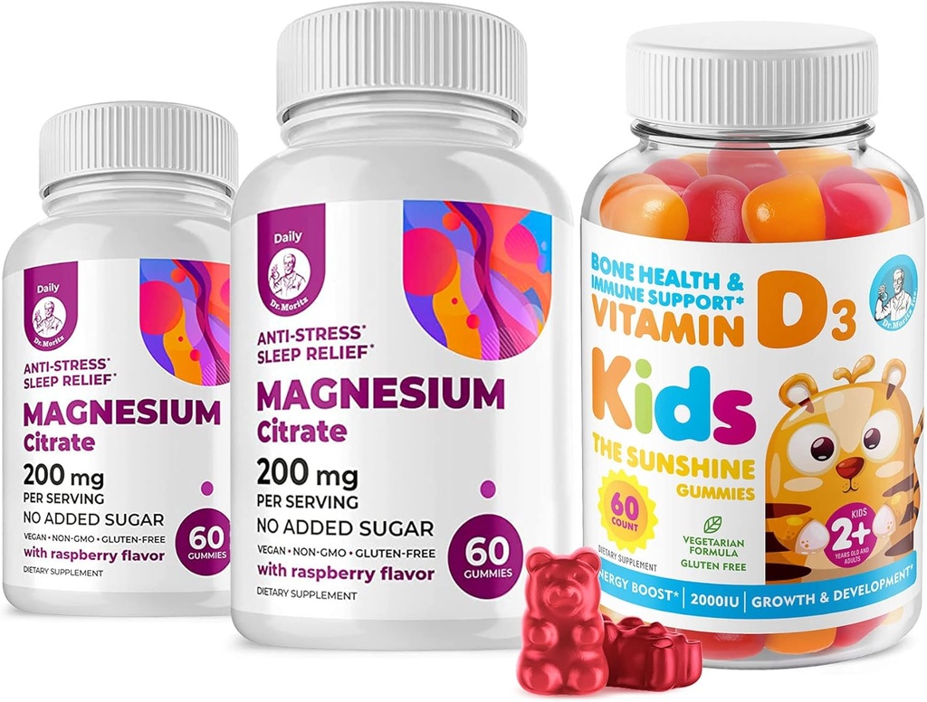 ビタミンDは、Kids&Adults 2000 IUとマグネシウムのグミ - 健康なビタミンD3サプリメント1000IU - ベジタリアンゼラチンフリー免疫は、子供と大人のための砂糖のないマグネシウムカルム咀嚼をサポート