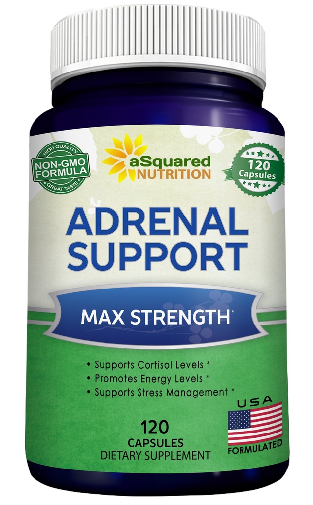 aSquared栄養のAdrenalサポート及びCortisolのマネージャーの補足(120のカプセル) - 健康w/Vitamin Cの複雑な丸薬は疲労及び圧力救助Ashwagandha、Lチロシン、Rhodiola及びGinsengを支えます