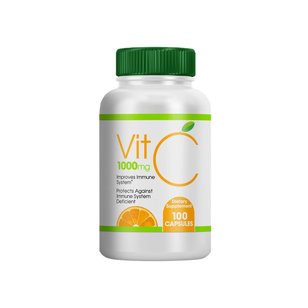 一般的なビタミンC 1000mg、100カプセル、サプリメントカプセル